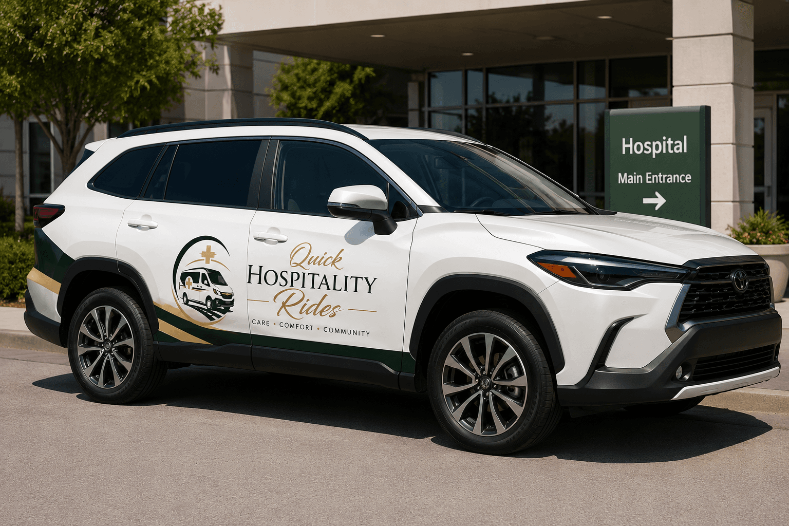Hospitality Rides branded van from our accessible fleet